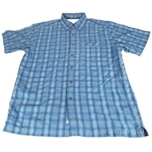 Quiksilver Shirt Mens Large Blue Plaid Short Sleeve Button Up Pocket Surf Skate